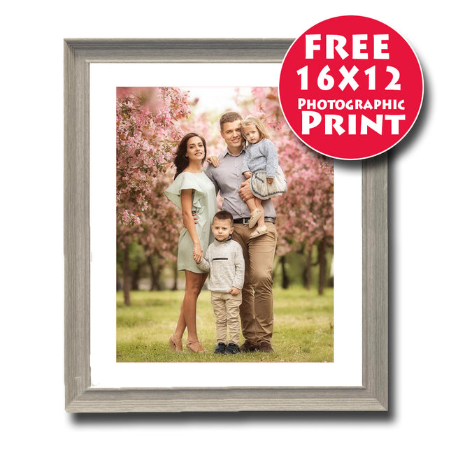 50X40cm (20x16inch) Natural Stone Grey Wooden Frame Mounted For 16X12 Print