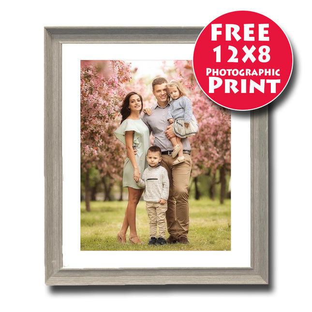 40X30cm (16X12 Inch) Natural Stone Grey Wooden Frame Mounted For 12X8 Print