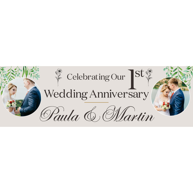 1st Wedding Anniversary Natures Way Personalised Banner