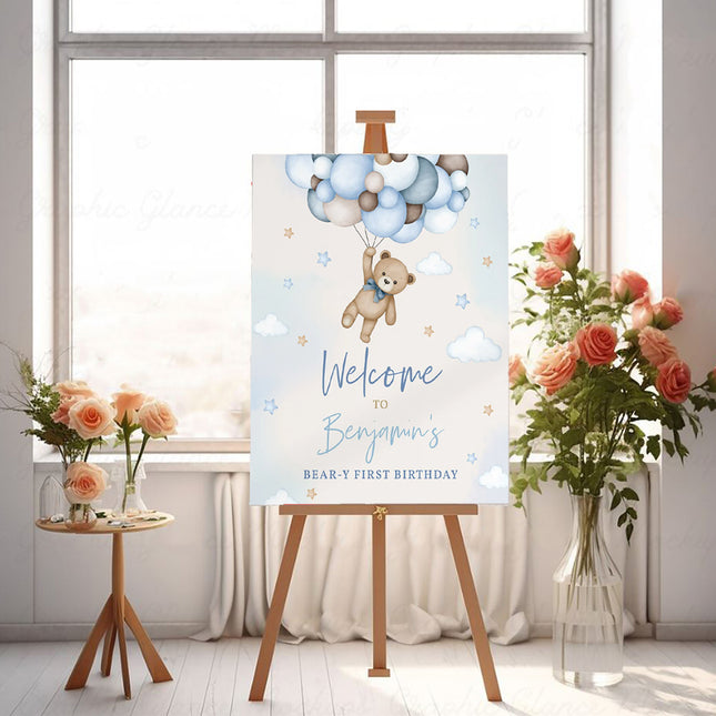 Teddy Up Up & Away Personalised Welcome Board