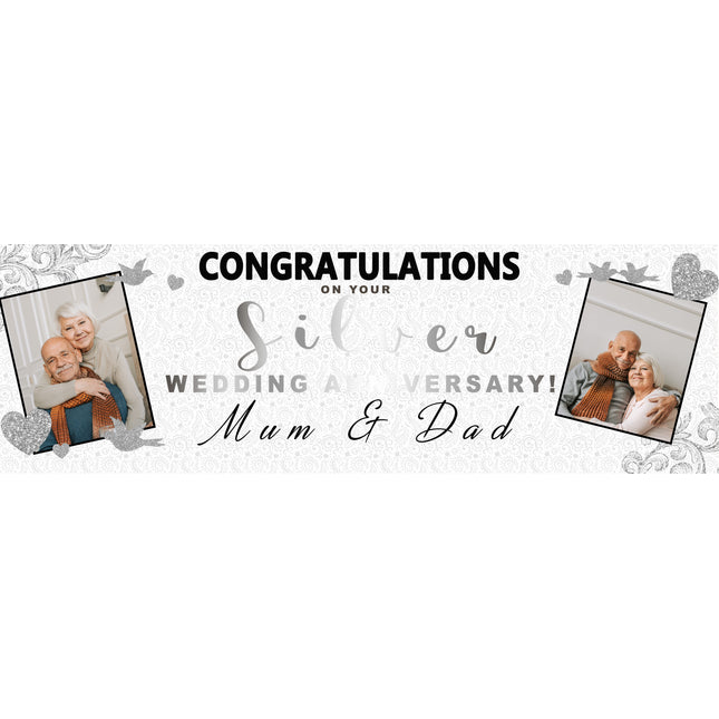 25th Silver Anniversary Personalised Photo Banner