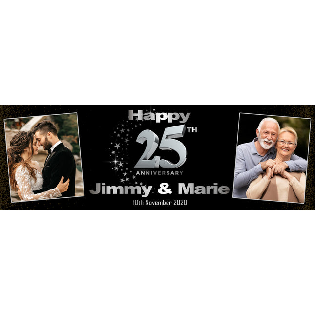 25th Silver Wedding Anniversary Personalised Banner