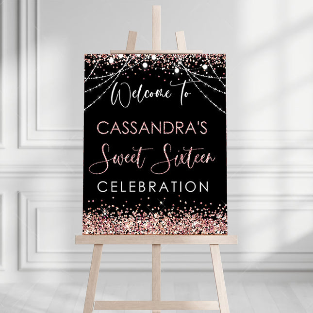 Rose Gold Sparkle Personalised Welcome Board