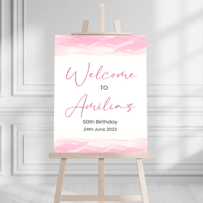 Cloudy By Pink Birthday Welcome Board