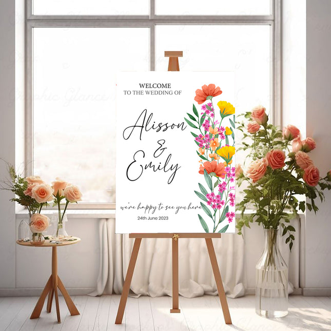 Floral Summer-Time Personalised Welcome Board