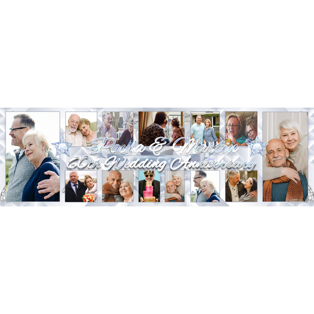 60th Diamond Wedding In Pictures Personalised Anniversary Photo Banner