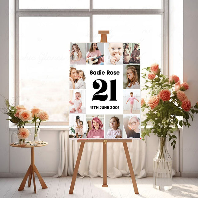 Life Photo Collage Personalised Birthday Party Welcome Board
