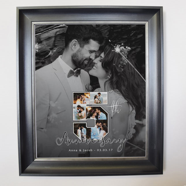 5th Wedding Anniversary Numbered Framed Photo Collage