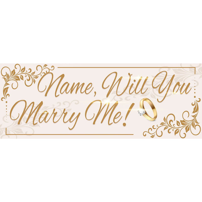 Simple Gold Will You Marry Me Proposal Personalised Banner