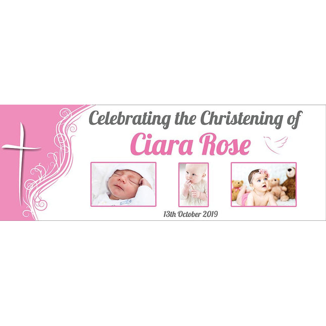 Our Christening Party Photo Personalised Banner