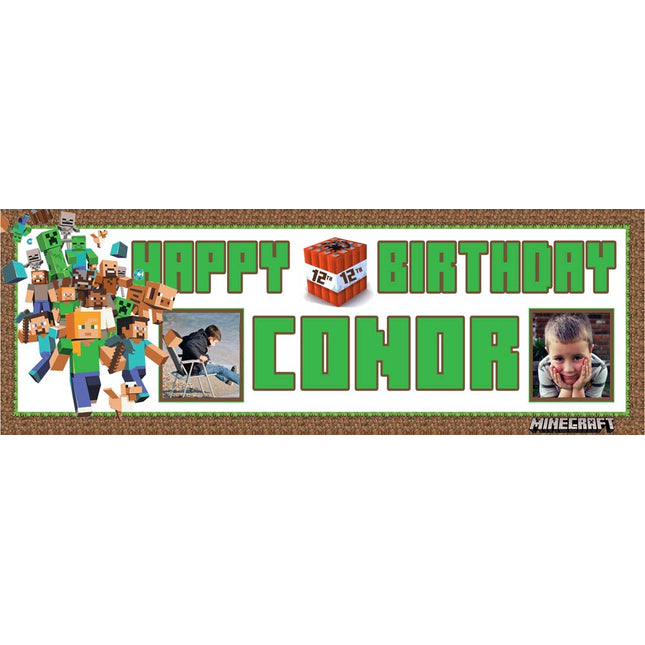Minecraft Birthday Party Personalised Photo Banner
