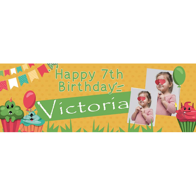 Cupcakes Everywhere Birthday Party Personalised Photo Banner