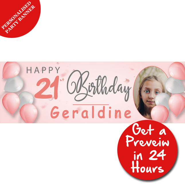 It A Balloon 21st Personalised Photo Collage Banner