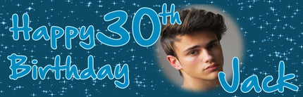 Just Blue 30th Birthday Party Personalised Photo Banner