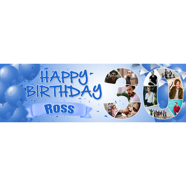 30th Birthday Number Photo Collage Party Personalised Banner
