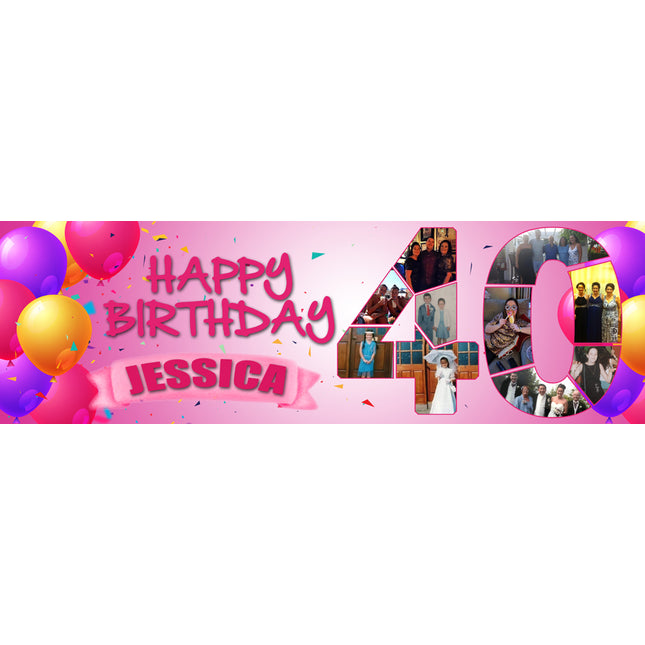 40th Birthday Number Photo Collage Party Personalised Banner