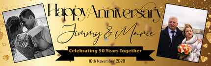 50th Gold Anniversary Personalised Banner