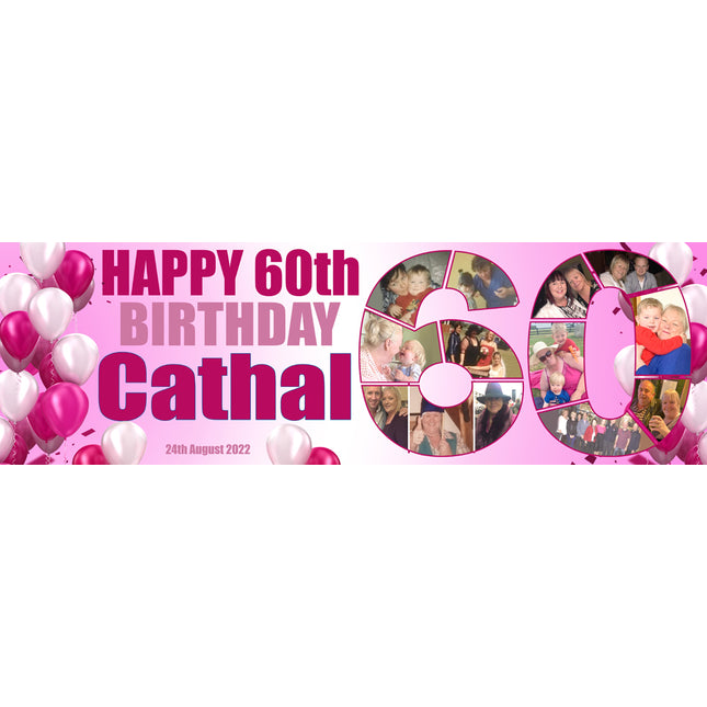 60th Birthday Number Photo Collage Party Personalised Banner
