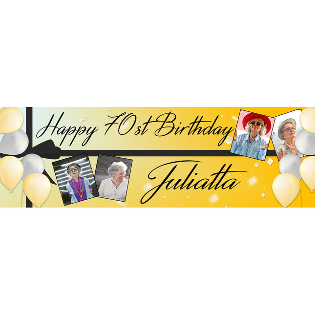 All Wrapped Up 70th Birthday Personalised Photo Banner