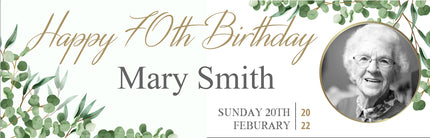 Natures Way 70th Birthday Floral Personalised Photo Banner