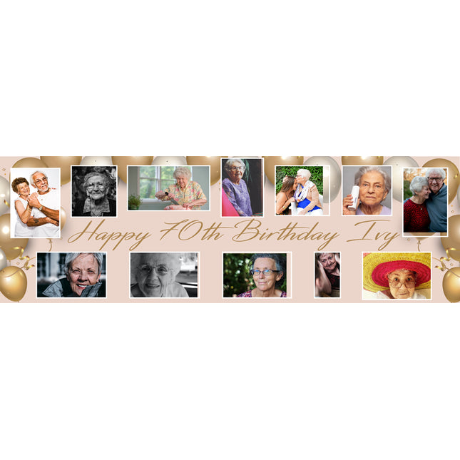 70th Party Personalised Photo Collage Banner