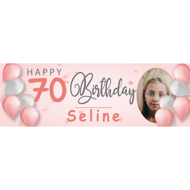It A Balloon 70th Birthday Personalised Photo Collage Banner