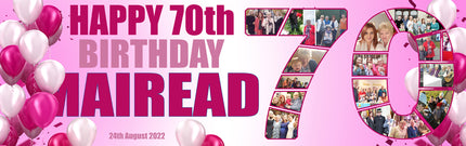 70th Birthday Number Photo Collage Party Personalised Banner