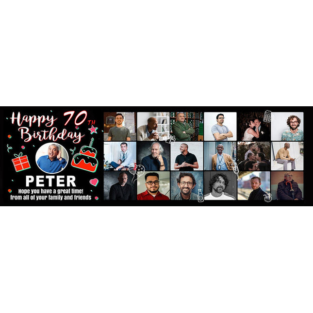 Its My 70th Birthday Party Mega 24 Photo Personalised Banner