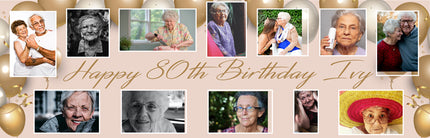 80th Party Personalised Photo Collage Banner