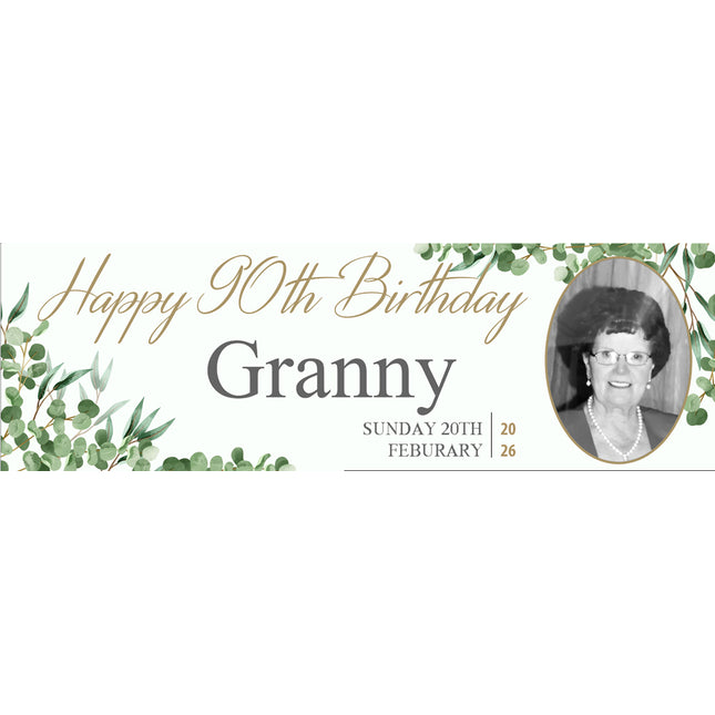 Natures Way 90th Birthday Floral Personalised Photo Banner