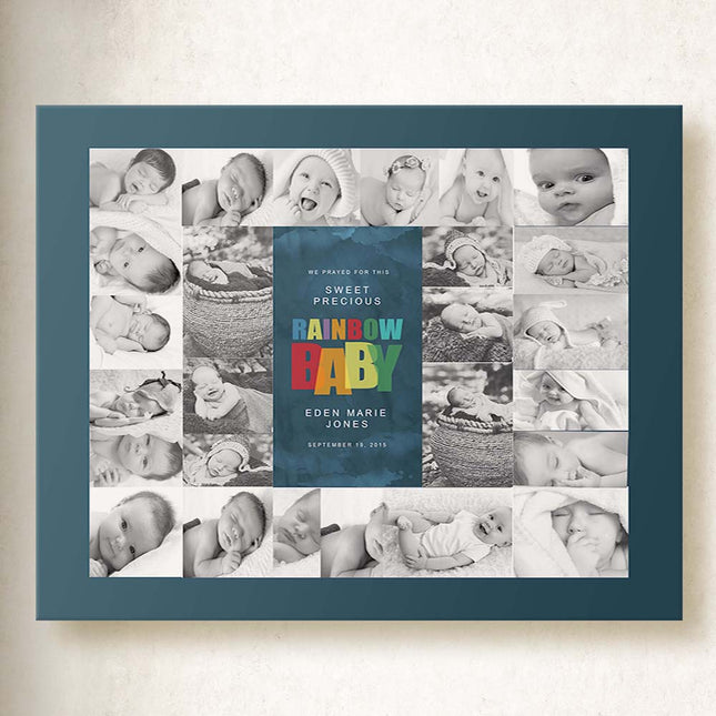 Rainbow Baby Photo Collage On Canvas