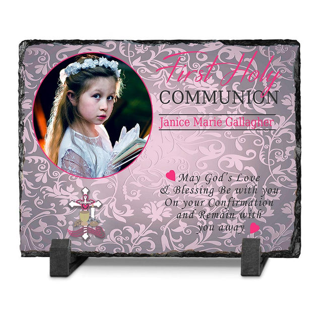First Holy Communion Floral Photo Slate
