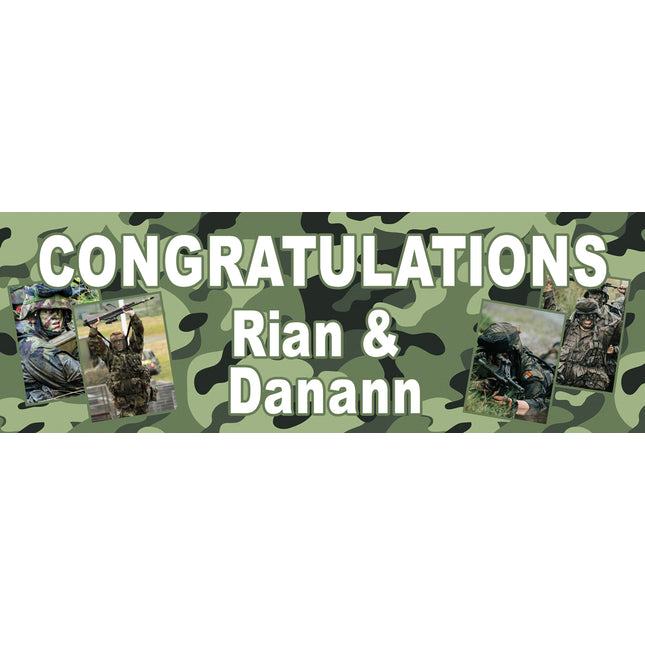 Congratulations Camouflage Personalised Photo Banner