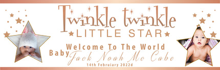 Rose Gold Welcome To The World Personalised Photo Banner