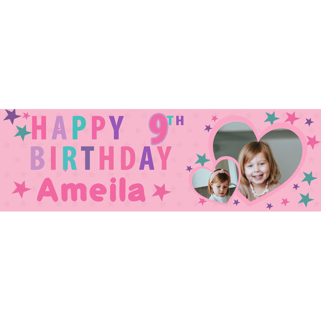 Stars And Lovehearts Personalised Photo Banner