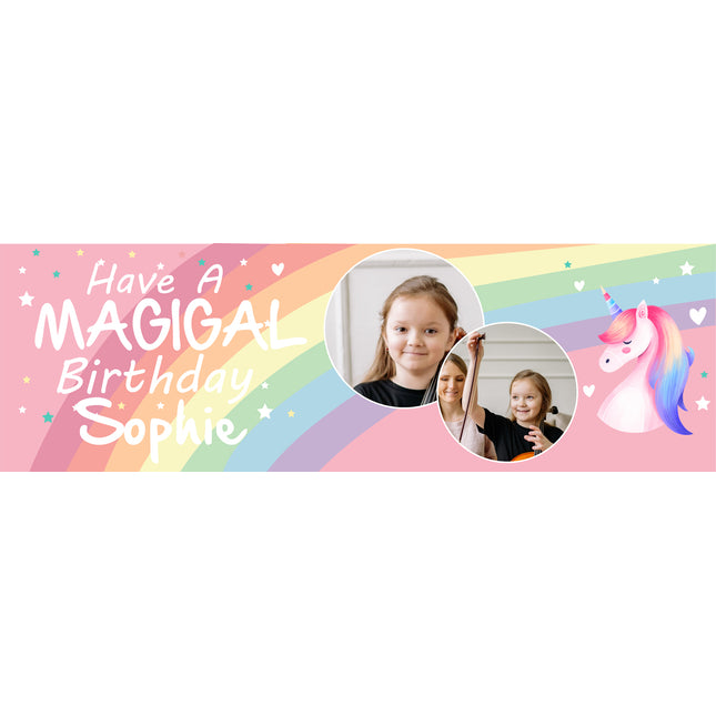Magical Unicorn Personalised Photo Party Banner