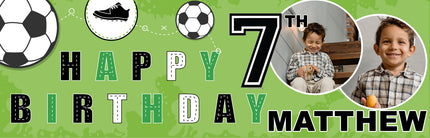 Green Soccer Birthday Party Personalised Photo Banner