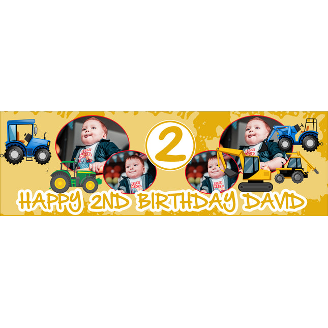 Tractors Tractors and Tractors Personalised Photo Birthday Banner