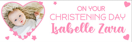 Simplified White Christening Day Personalised Photo Banner