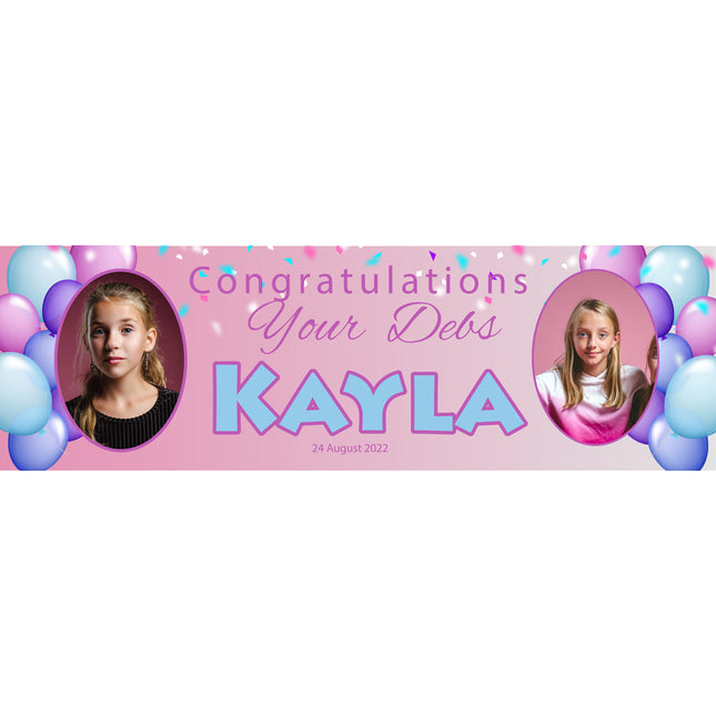 Pink Violet Congratulations Debs Night Personalised Banner