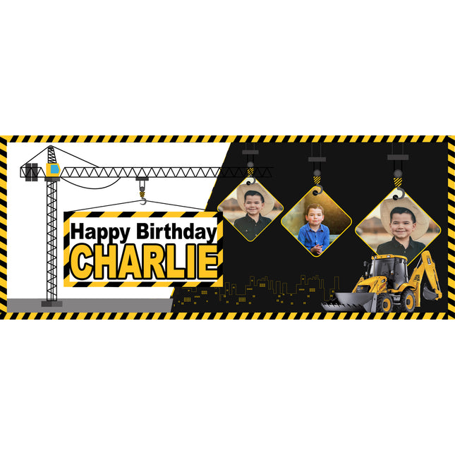 Construction Site Personalised Party Photo Banner
