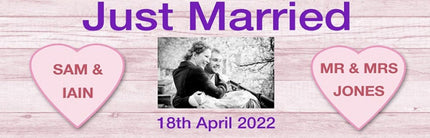 Just Married Love Hearts Personalised Photo Banner