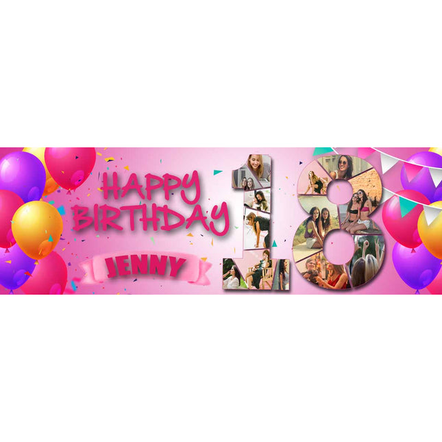 Number Photo Collage Birthday Party Personalised Banner
