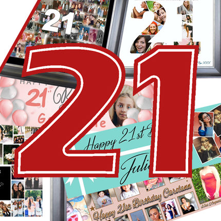 21st Birthday Framed Gift And Personalised Banners