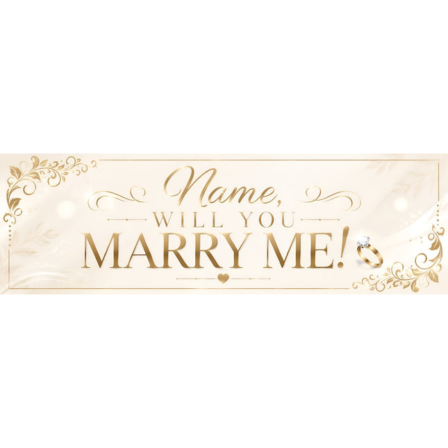 Simple Gold Will You Marry Me Proposal Personalised Banner