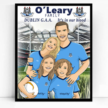 G.A.A. Gaelic Family CartoonMeNow Hand Drawn Caricature Family Portrait