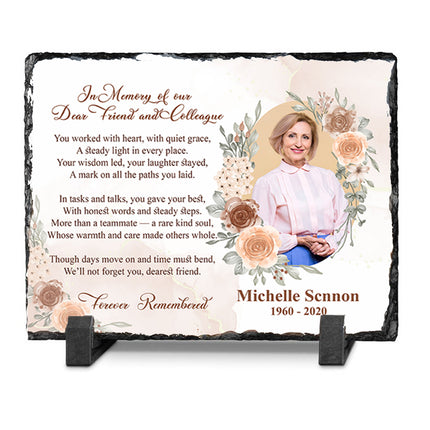 In Memory Of A Valued Work Colleague Personalised Memorial Slate