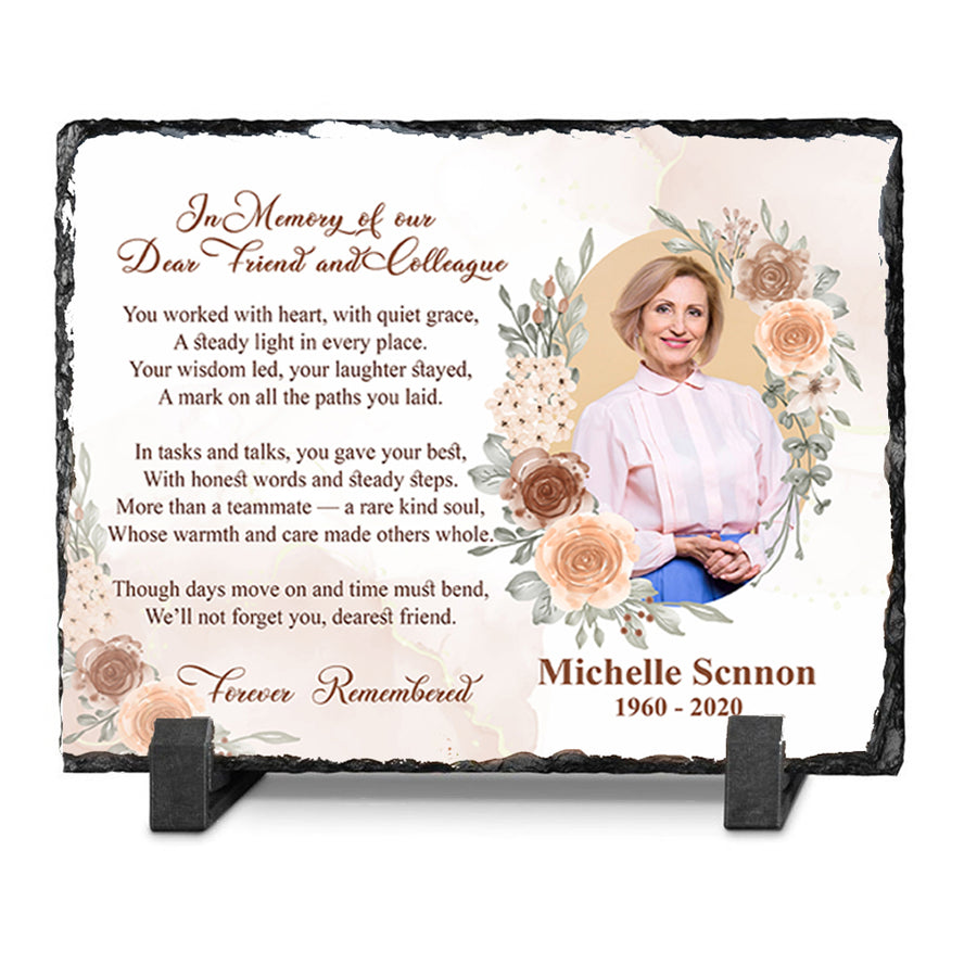 In Memory Of A Valued Work Colleague Personalised Memorial Slate