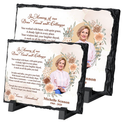 In Memory Of A Valued Work Colleague Personalised Memorial Slate