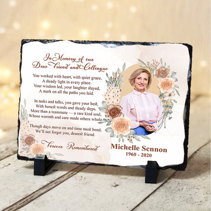 In Memory Of A Valued Work Colleague Personalised Memorial Slate